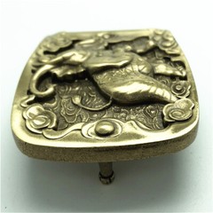 Big Elephant Solid Brass Copper Mens Belt Buckle Western Cowboy Vintage