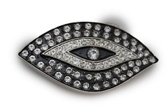 AN EYE belt buckle Men Women Black Silver Rhinestones Iced Style Rare Cowgirl