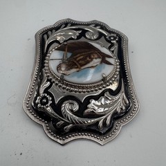 Vintage Western Horse Portrait Belt Buckle Silver Tone Floral Scrollwork Cowboy