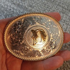 Montana Silversmiths Initial D Belt Buckle Silver Gold Tone Floral Rope Edge