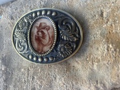 Raccoon Playing Harmonica Belt Buckle Antique Gold Fits 1.5 Inch Strap