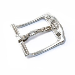 German silver belt buckle Asters, pin type Classic Petrykivka flower belt buckle