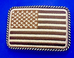 Embroidered American Patriotic Flag Rope Border Vintage Western Belt Buckle