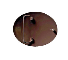 Western Belt Buckle 4.25 x 3.25 in Handcrafted Oval Engraved Brown Gold 2.25