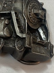 VINTAGE Locomotive METAL BELT BUCKLE Bergamot Brass Works 1978