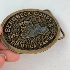 Bernbeck Construction Belt Buckle Bronze Tone Bulldozer Vintage 1974-1984