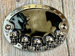 Creepy Five Skull&rsquo;s Head Black Enameled Halloween Gothic Punk Biker Belt Buckle