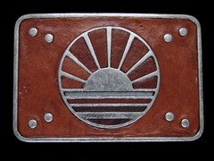 UC05142 GREAT **SETTING SUN** ART FASHION LEATHER SILVERTONE BELT BUCKLE