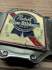 Rare Vintage Pabst Blue Ribbon Beer Belt Buckle Brewery Bar Advertising READ