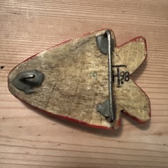 Vintage Horn Hand Made Carved Signed HT.98 Painted Red Arrow Pants Belt Buckle