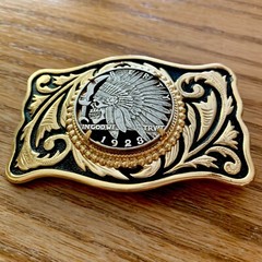 Unique Indian Warrior Skull Hobo Nickel Cut Out Coin Belt Buckle