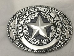 3 piece box set Great Seal of Texas Buckle Belt Buckle, Bolo & Key Ring Silver
