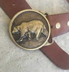Large Bear Belt Buckle Antique Gold Grizzly Western Cowboy Rodeo Style Gift