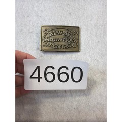 Vintage Mavrik Aquaflow Pentac Brass Tone Rectangular Belt Buckle Industrial 3in