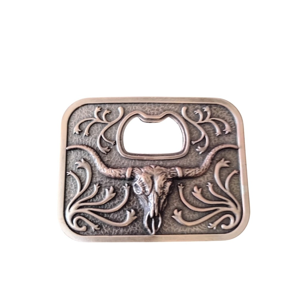 Western Cowboy Steer Bottle Opener Belt Buckle