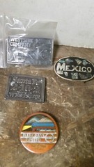 Assorted Railroad Belt Buckles Pins Key Chain Coaster Lot NMRA