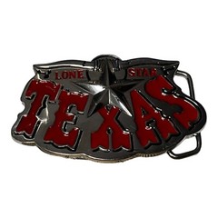 Lone Star State Texas Bull Horns Longhorn Red Letter Belt Buckle Western Country