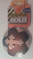 Revelation Hardware Chrome Bejeweled Cross Star Belt Buckle Christian 2.5&Prime; NEW!