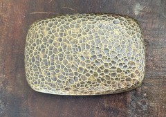 Vintage Hammered Metal Belt Buckle Gold Tone Rectangle Fits 1.5&Prime; Strap