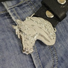 Horse Head Belt Buckle Jet Hematite – Dark Gem Look with Character