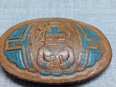 vintage 1970s belt buckle TOOLED handcrafted NATIVE AMERICAN leather INDIAN