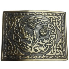 Belt Buckle Scottish Kilt Thistle Emblem Celtic Knots Antique Finish Brand AAR