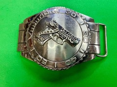 Dive Watch Style Shape Pistol Gun with Rhinestone Silver Color Large Belt Buckle