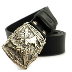 German silver belt buckle « Duck hunting », Trophy belt buckle, Hunter belt buckle
