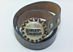 vintage HARLEY DAVIDSON motorcyle BELT BUCKLE metal leather Size 80 /24