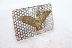 Industrial Brass Mounted Eagle on Perforated Steel Belt Buckle