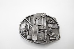 Vintage 1988 Siskiyou Telephone Lineman Heavy Duty Metal Belt Buckle USA