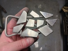 Abstract fragmented stainless steel belt buckle. Handmade RT ARTISAN WORKS