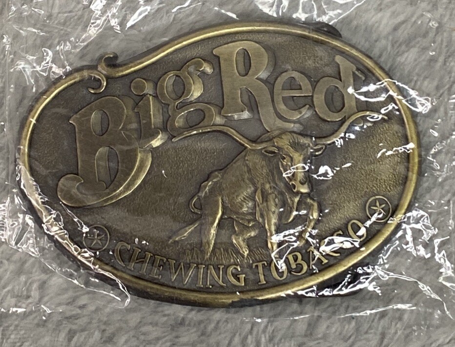 Big Red Chewing Tobacco Solid Brass Belt Buckle for 1.75 in Belt 2.75 x 2 NIP