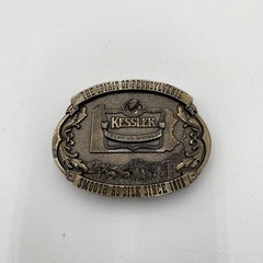 Vintage Belt Buckle Kessler American Whiskey Smooth As Silk 1993 Brass Tone USA