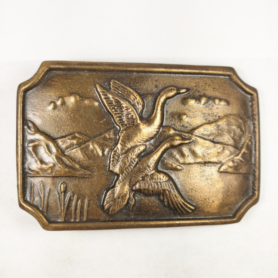 Flying Duck Lake Scenery Brass Tone Belt Buckle