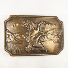 Flying Duck Lake Scenery Brass Tone Belt Buckle