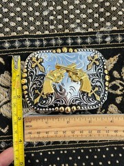 Western Buckle Gold Black Silver Guns 2nd Amend Cowboy 2 »Buckle Hebilla Vaquero