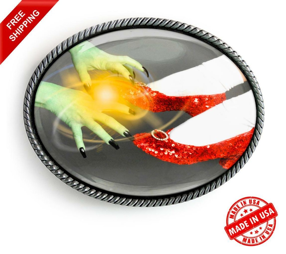 Wizard of Oz Belt Buckle – Ruby Slippers Handmade Oval Buckle – 250
