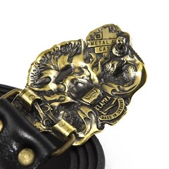 Biker belt buckle BURNING LION, Handmade biker animal lion style