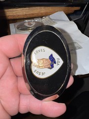 Vintage Jesus Loves You Silver Black Belt Buckle Rare Fast Free Shipping