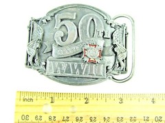 WWII 50th Anniversary Belt Buckle Siskiyou Enamel Pewter #910882 Military 1991