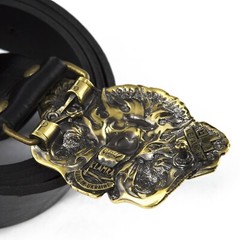 Biker belt buckle BURNING LION, Handmade biker animal lion style