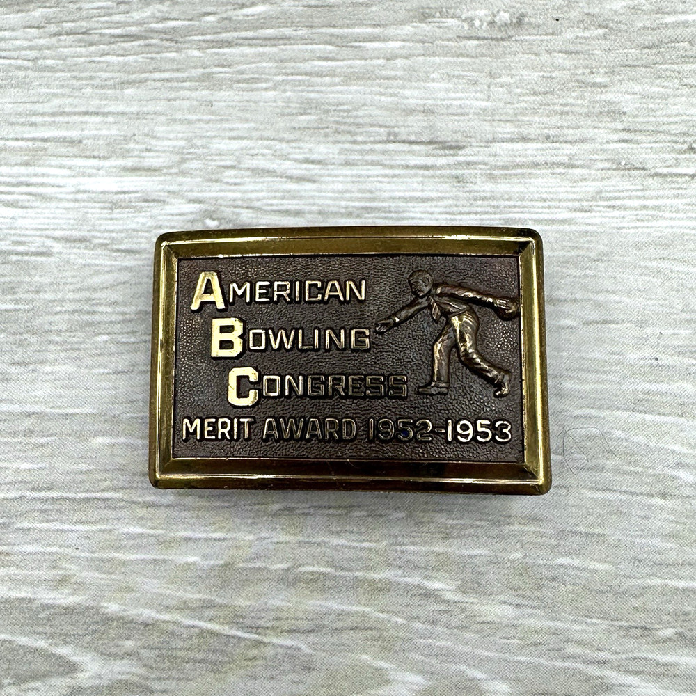 Vintage Belt Buckle American Bowling Congress Merit Award 1952-1953 287 Pins