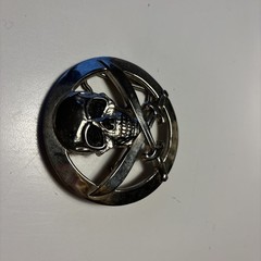 Silver Star Skull and Swords Pirate Belt Buckle Biker Heavy Metal Gothic USA