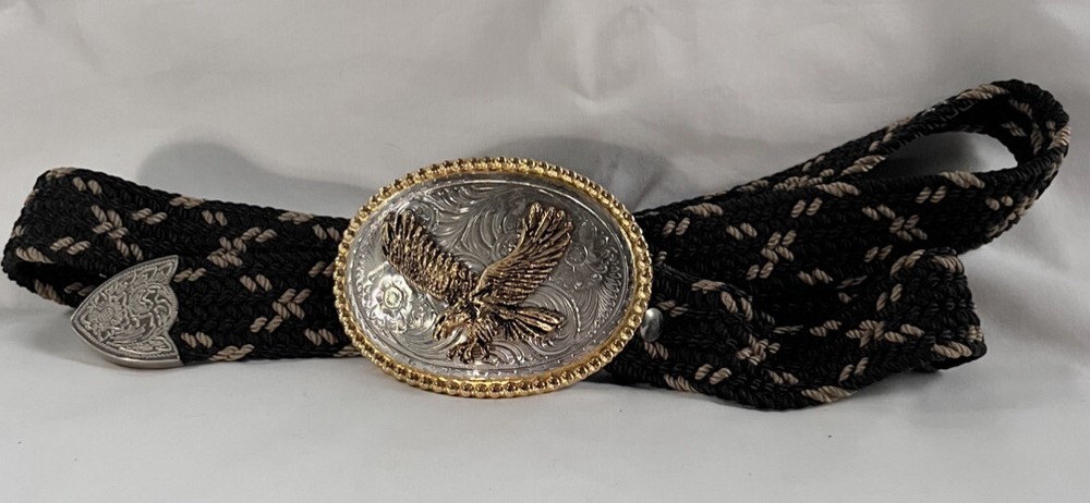 Western Cowboy Rope Style Belt & Eagle Belt Buckle Sz: 34 – 36