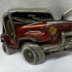 Vintage JEEP Bergamot Brass Works Men’s 3-D Folk Art Belt Buckle 1978 Painted A9