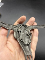 Vtg Large Ox Bull Longhorn Skull Western Cowboy Brass Belt Buckle 6 3/8”L Heavy