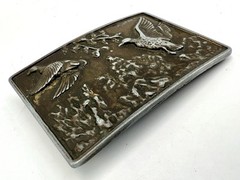 Vintage Flying Geese Ducks Belt Buckle Hunting Wildlife