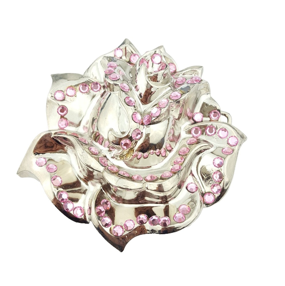 Big Rose Belt Buckle w. Crystals