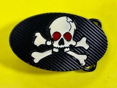 Creepy Red Eyes Skull Crossbones Halloween Gothic Punk Vibe Enameled Belt Buckle